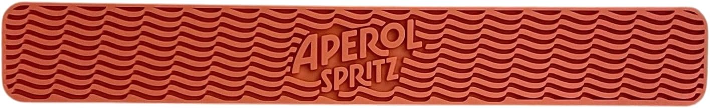 Aperol Bar Mat, Rubber Drip Mat Coaster, Orange Wave Pattern