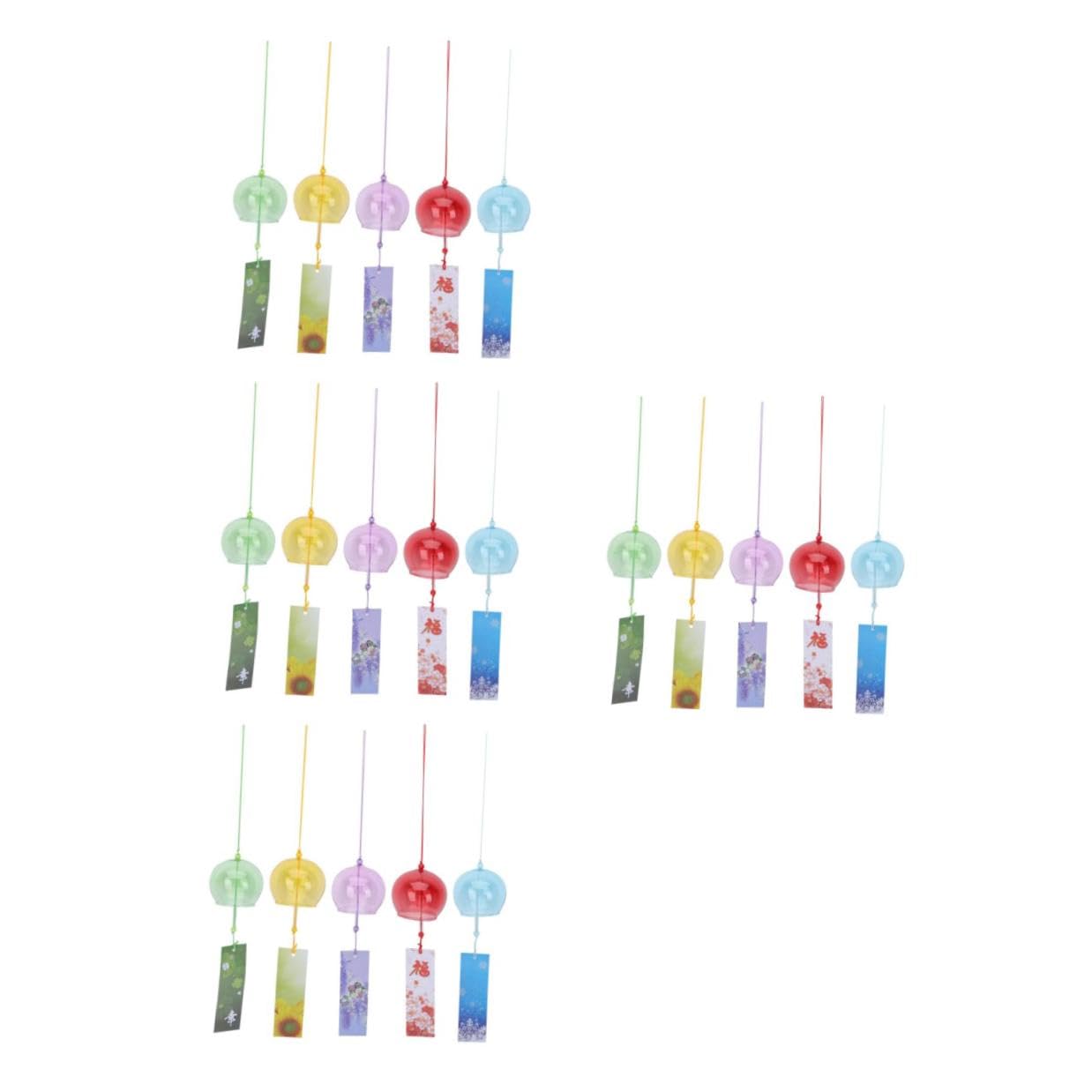 Carillons à vent japonais en verre Toyvian : lot de 20 suspensions colorées maison