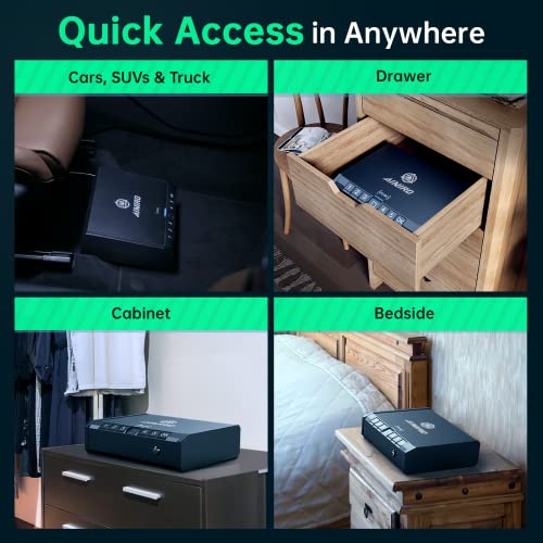 Ainiro Gun Safe For Pistols - Biometric Gun Safe For Handgun With Fireproof Document Bag, Quick-Access Gun Lock With Fingerprint Identification Or Key Pad, Firearm Storage Home Bedside Nightstand Car #TOP5