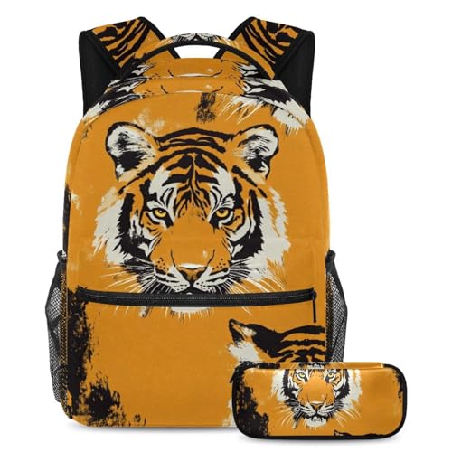 Sac à dos imprimé tigre sauvage pour les cours et les voyages des adolescents