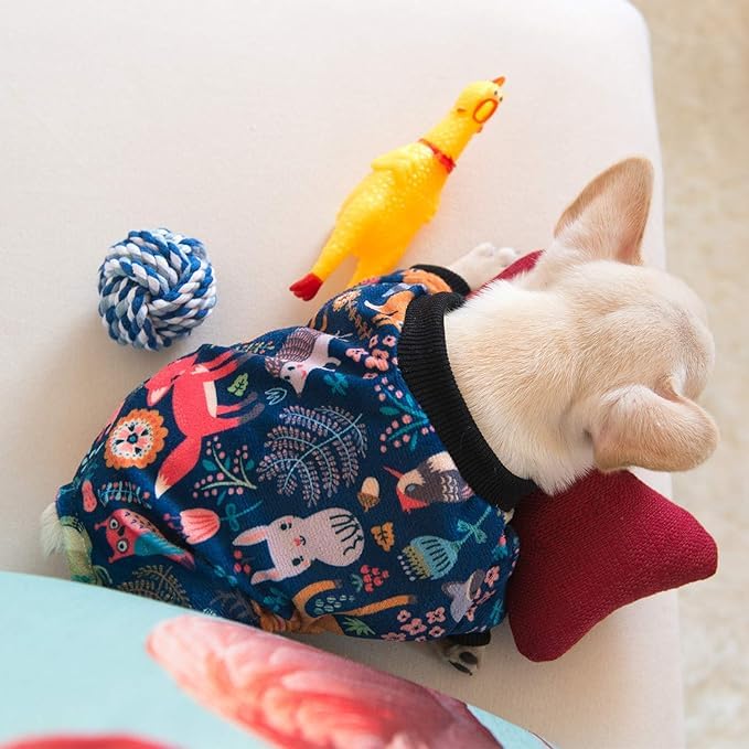 Image of CuteBone Small Dogs Outfit Soft Puppy Onesies Pjs Dog Pajamas Pet Coat Cat Apparel Comfy Doggie Jumpsuit Bodysuit for All Seasons