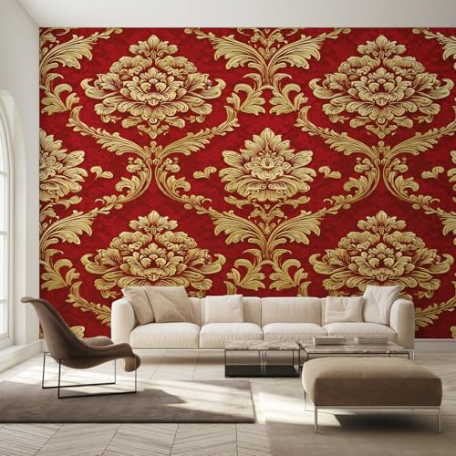 Genérico Papel Pintado Damasco Oro, Papel Pintado Pared Floral Vintage Barroco de Decorativos del Hogar, para Salon Dormitorio Decoracion Pared, 100x70cm D&O114