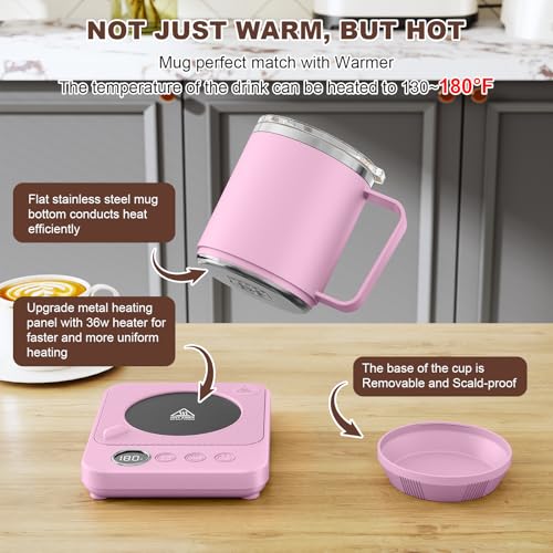 Image of Felibeaco Coffee Mug Warmer & Mug Set for Desk, Smart Coffee Cup Warmer with 16oz Heated Mug, Cup Heater with Auto Shut Off for Office /Home, Coffee Gifts for Women /Men /Dad on Father's Day, Purple