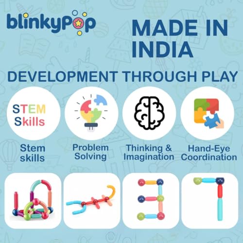 Image of Magnetic Sticks Building Blocks Set | Magnet Blocks for Kids | Magnetic Building Blocks | Safe Magnetic Balls Toy Set | STEM Educational Toy | Age 3+ | Multicolor | 32 Pc