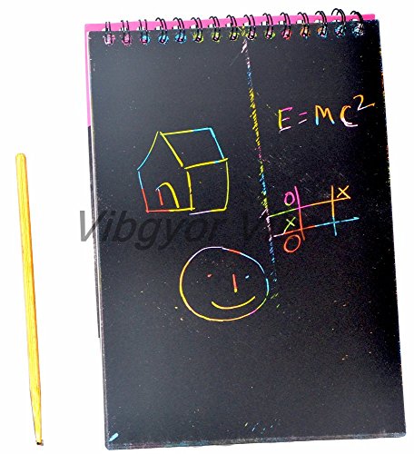 Image of Vibgyor Vibes Do it Yourself (DIY) Rainbow Art Scratch Paper Sheets with Stylus, 10 Pages