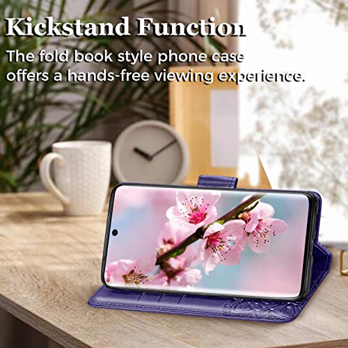 Designed For Samsung S20 Case Wallet,Women Flip Cover With Butterfly Emboss Pu Leather Kickstand Credit Card Holder Slots Magnetic Wrist Strap Protective Phone Case For Samsung Galaxy S20 (Purple) #TOP2