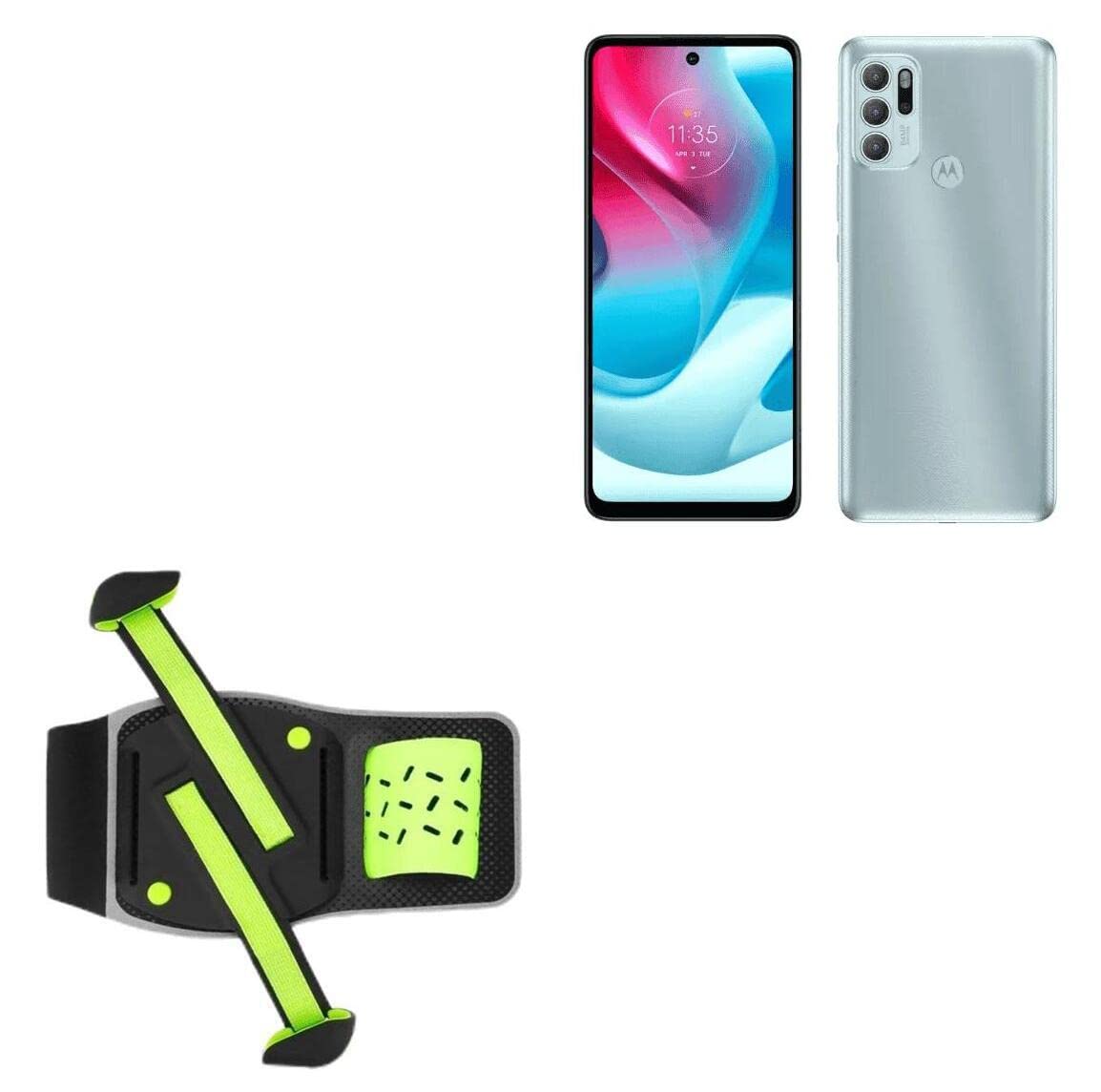 BoxWave Holster Compatible with Motorola G62 (India) - FlexSport Armband, Adjustable Armband for Workout and Running - Stark Green