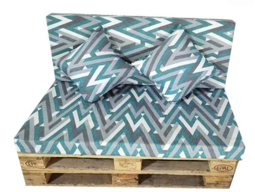 Cojines para PALETS Y SILLONES DE 2 PLAZAS (Asiento + Respaldo + 2 Cojines Decorativos). Cojín de Palet y de sillones de 2 plazas. Ideal para Interior y Exterior (Triángulo)