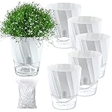 5 Pack Self Watering Planters 6 Inch Plant Pot Self Watering Pots for Indoor Plants Plastic Plant...