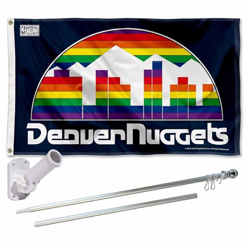 Denver Nuggets Skyline Flag Pole and Mount Bracket Set