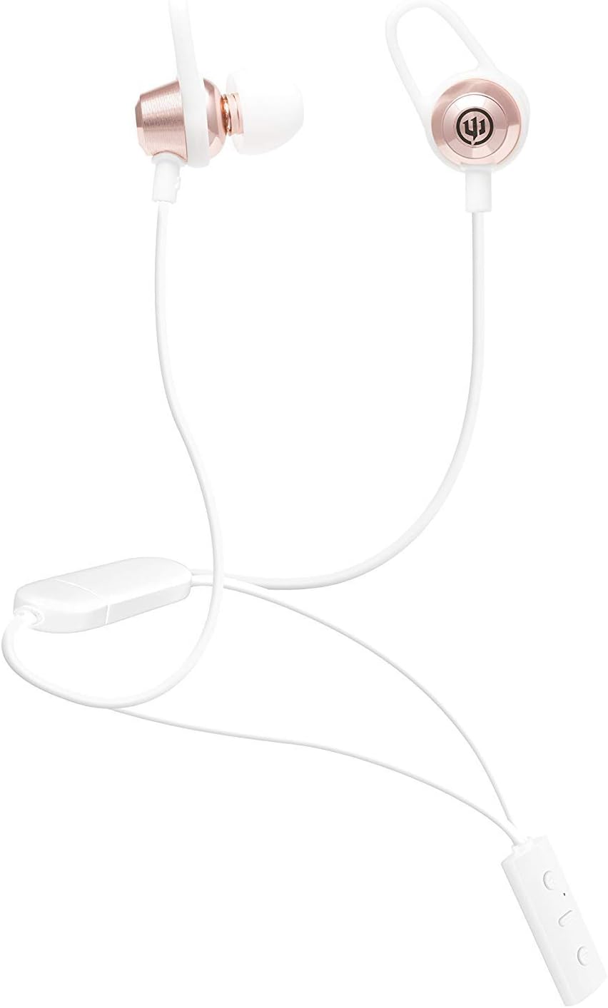 Wicked Audio Bandido Wireless — Bluetooth Earbuds with Microphone and Track Control — Wireless Headset with Metal Housing, Loop and Fin Attachments and Enhanced Bass — Rose Gold