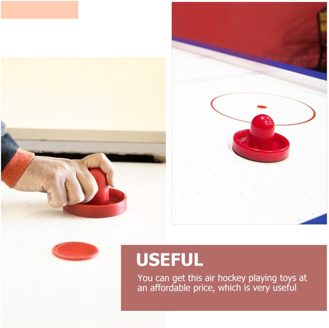 SOLUSTRE Air Hockey Pushers and Pucks Set 20Pcs with 96Mm Crimson and Ebony Pushers, 64Mm Red Pucks, and Cloth Covers for Indoor Table Hockey Game Accessories and Replacement Parts
