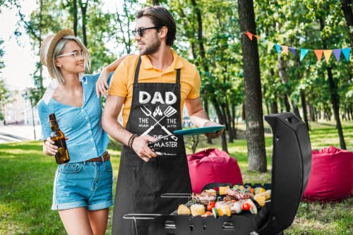 Vagavy - Dad The Man The Myth The Master Grill Dad Apron With Pockets- Bottle Opener And Gift Box Included - Birthday, Father’s Day Grilling Gifts For Papa, Husband - Black Apron For Daddy Men #TOP6