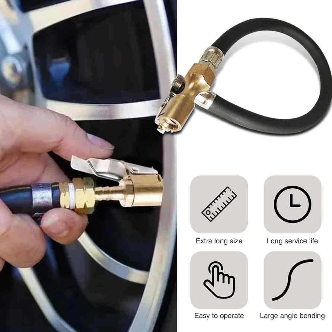Tubo di gomma per il Gonfiaggio, Tubo Flessibile di Estensione della valvola, Adatto a Tutti i Pneumatici con Valvole Standard, Lunghezza 36cm