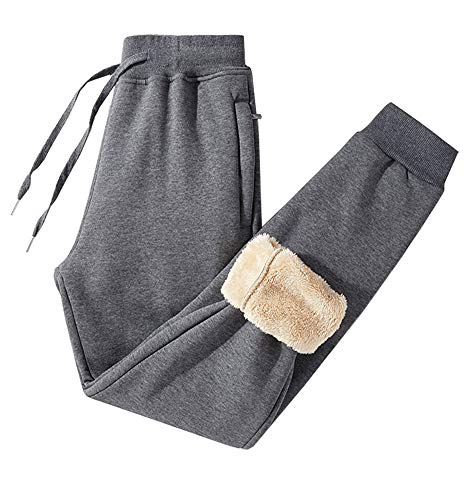 CYSTYLE Herren Winter Gefüttert übergröße Jogginghose Sporthose Jogginghose Freizeit Hose für Große Größen (Grau (Jogging), L) Cover