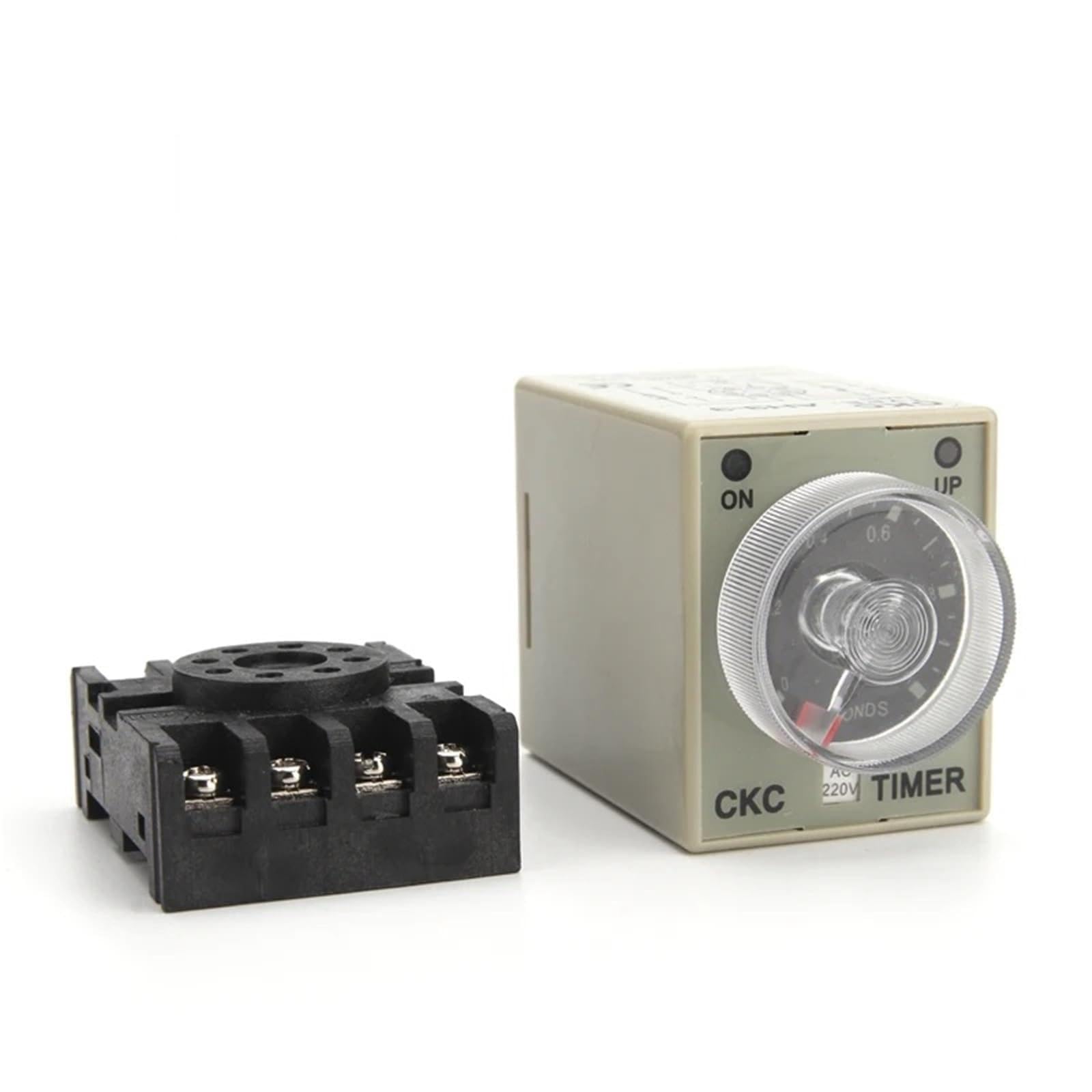 NWPNLXEA AH3-3 220V 50/60HZ 1S-60M Attached Bottom Power On Delay Timer Time Switch Delay Timer Relay with 8pin PF083A Socket(AH3-3 1S 220V)