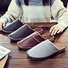 Nwarmsouth House Shoes w/Anti-Skid Sole,Winter leather slippers, indoor non-slip cotton shoes-light brown_UK7-UK7.5,Ladies Mens Comfort Slippers #1