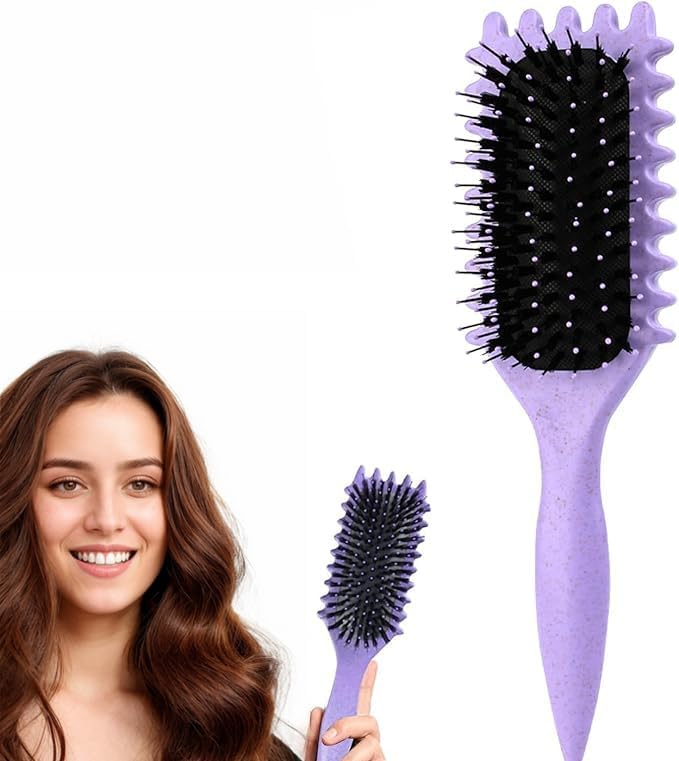 Brosse à Cheveux Bouclés pour Démêler, Peigner, Façonner et Définir les Boucles pour Homme et Femme, Violet, Unisexe, Adapté à Tous les Types de Cheveux