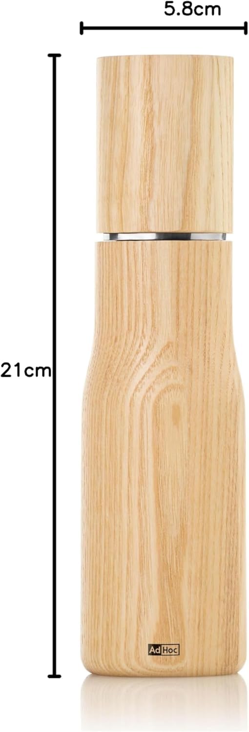 AdHoc MP850 manuelle Salzmühle und Pfeffermühle LEVO im Set | langlebiges Keramik Mahlwerk & edler Holzkorpus | Mahlergebnis fein bis grob | simple Bedienung & elegantes, modernes Design