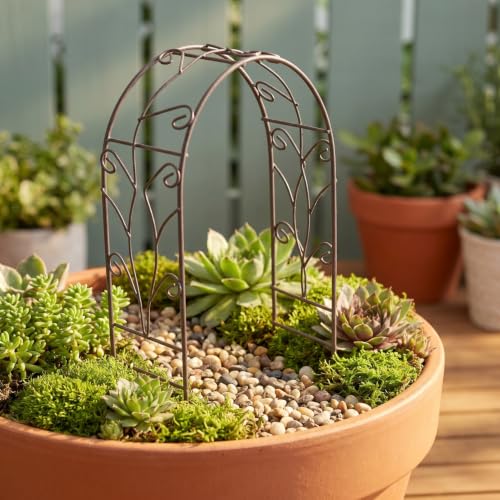 Image of Balacoo 2pcs Miniature Iron Archway Garden Decoration for Dollhouse Fairy Gardens Charming Micro Landscape Decor Versatile Use for Wedding Outdoor Flowerpot Displays