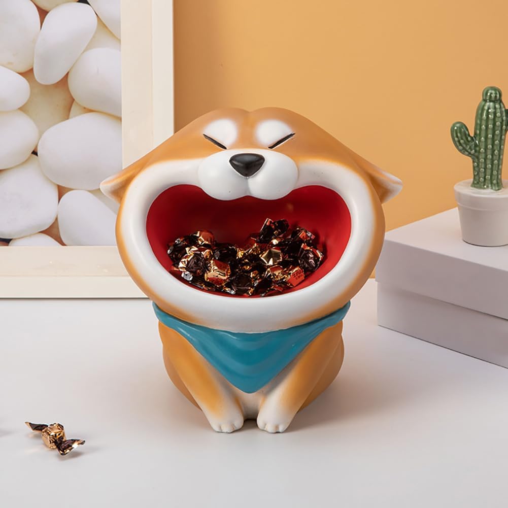 CAKERS Creative Shiba Inu Storage Ornament|Home Decor Resin Cute Dog Desktop Organizer|Entryway Key Dresser Storage Holder|Small Accessories Sundries Container,Large-22x16.5x22cm(8.6x6.4x8.6in)