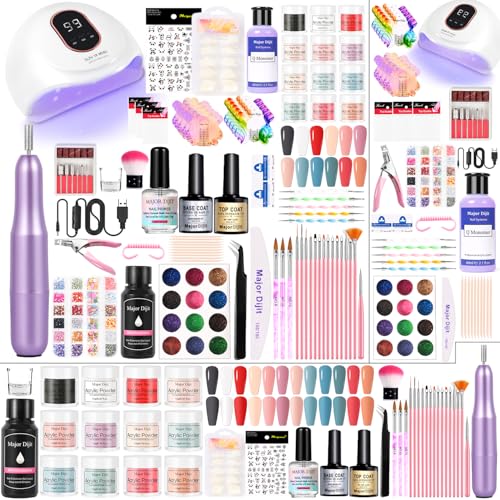 Kit d'ongles en acrylique débutant avec lampe UV et matériel de nail art