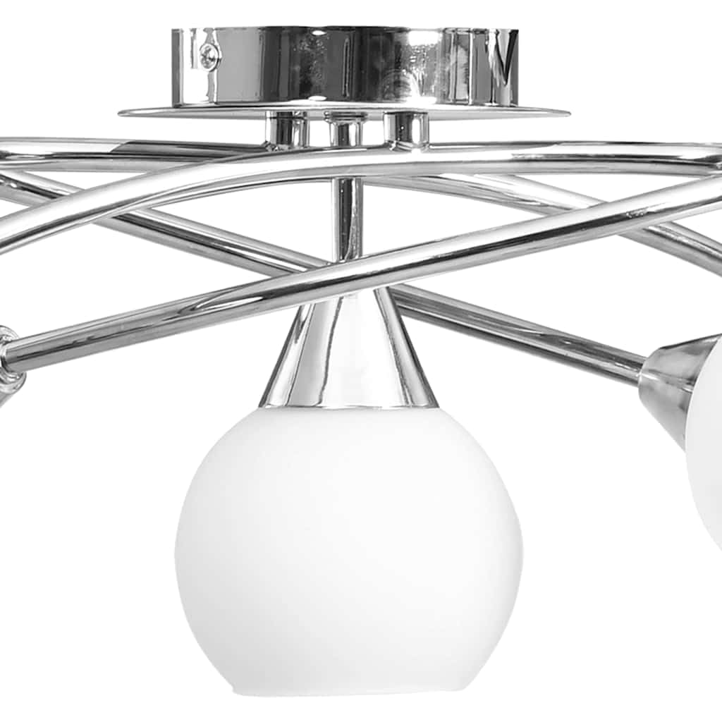Lampa sufitowa 5-żarówkowa z abażurami ceramicznymi biała