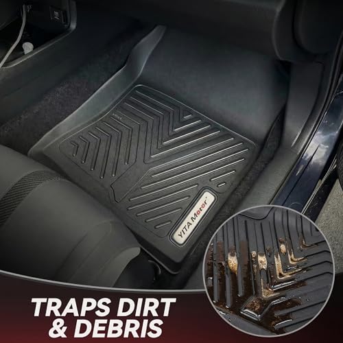 Image of YITAMOTOR Floor Mats & Cargo Mats Fit for 2016-2021 Honda Civic Sedan | Not for Hatchback /Coupe, TPE All Weather Floor Liner for Honda Civic, 1st & 2nd Rows, Black