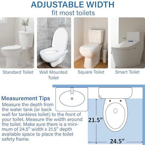 Vaunn Medical Adjustable Toilet Safety Rail for Seniors, Foldable Toilet Safety Frame for Elderly Adults, Bathroom Grab Bar Handle, Toilet Handle for Elderly & Disabled, Free-Standing (Gray) - Image 4