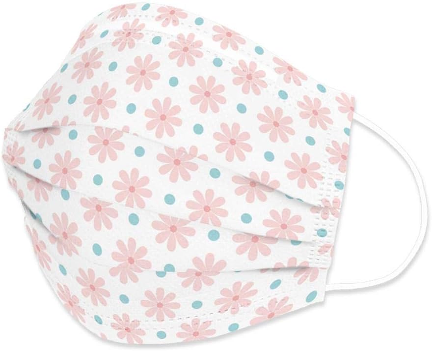 Edaren 20Pcs/Pack Face Mask 3-Layer Fashion Design Protection Adjustable Covering Unisex Mouth Shield Adult Pink Daisy