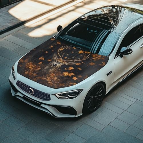 Image of Car Hood Cover Stretch Polyester Hood Wrap Car Accessories for Women Washable & Universal Deer Print Hood Covers for SUV Cars Sedan