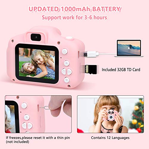 Langwolf Kids Camera for Girls, Digital Camera for Kids Toys Children Selfie Photo Video Camera with 32GB SD Card, Gifts for Girls and Boys by Age 3-9 Years - Image 6