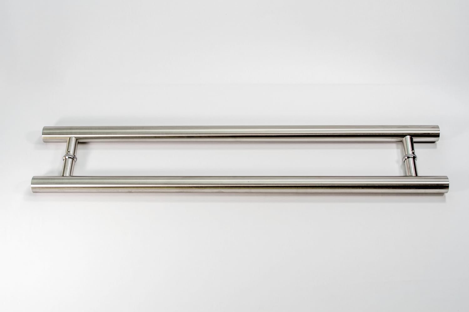 18 Inch 2-Sided Modern Front Door Handles in Brushed Nickel Satin Finish, Stainless Steel Pulls for Home Office Commercial Doors Shower Glass Doors Pull Sliding Barn Door Handle, Round H-Shaped Bar