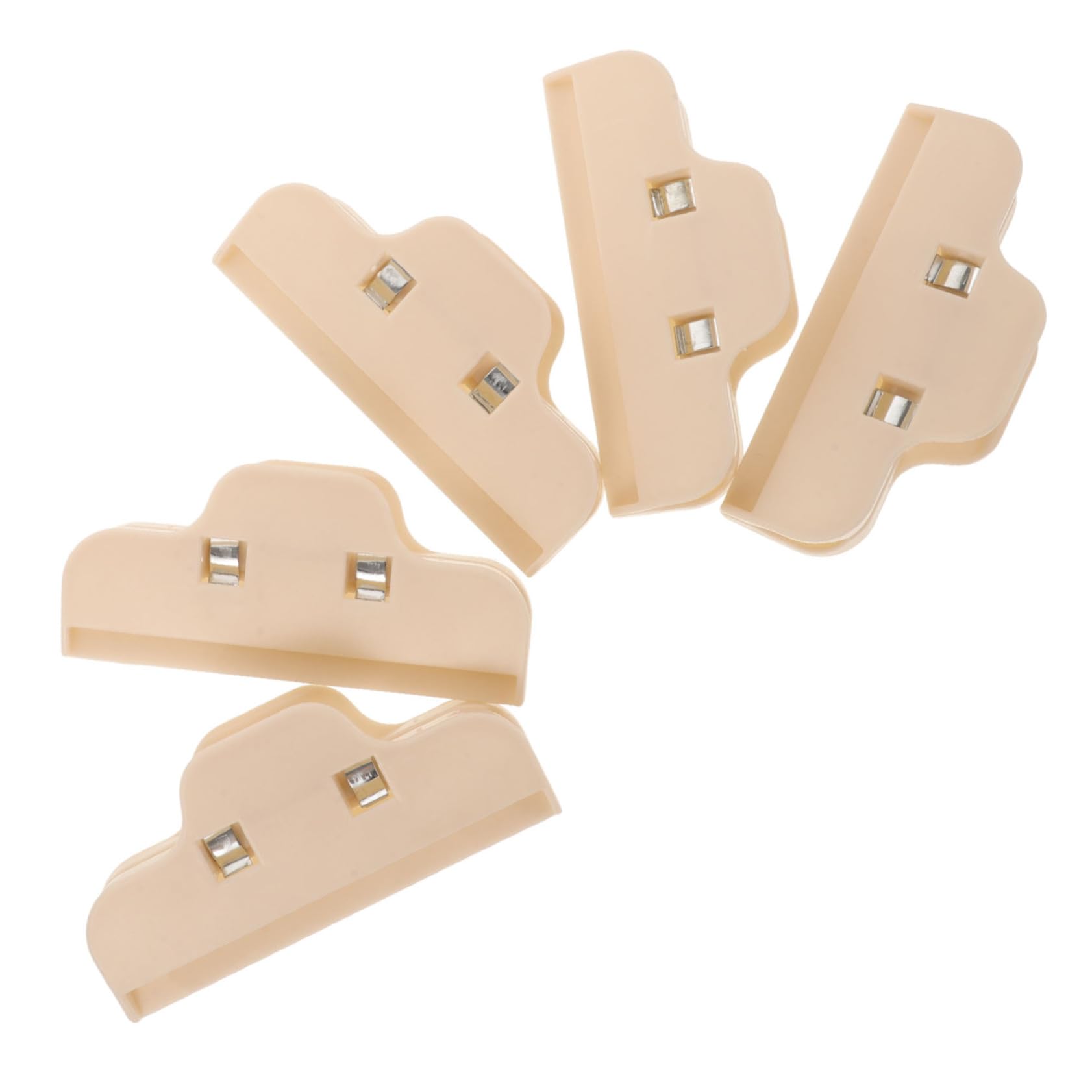 Hemobllo 5pcs Reusable Food Bag Sealer Clips Plastic Snack Clips for Chips Fresh Food Storage Elegant Beige Kitchen Accessories Japanese Design for