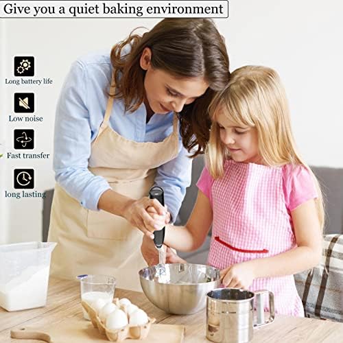 Milk Frother - Milk frother Electric Portable Coffee frother USB Rechargeable 3-Speed Milk frother Handheld with 2 Stainless Steel Whisk and 1 Cleaning Brush