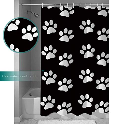 Yeho Art Gallery Dog Paw Prints Waterproof Fabric Polyester Bathroom Shower Curtains Shower Rings Included -Best Visual Enjoyment For You(60" Wide X 72" Long),Rings Accessory Included #TOP3