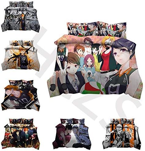 ハイキュー 布団カバー クッションカバー 三点セット キッズ 柔らかい 枕カバー おしゃれ かわいい 掛け布団カバー アニメ プリント 子供 大人 プレゼント F 優しい肌触り スシーツ カートゥーン 四季通用 ポリエステル 掛け布団カバーセット セット ベッドカバー 寝具