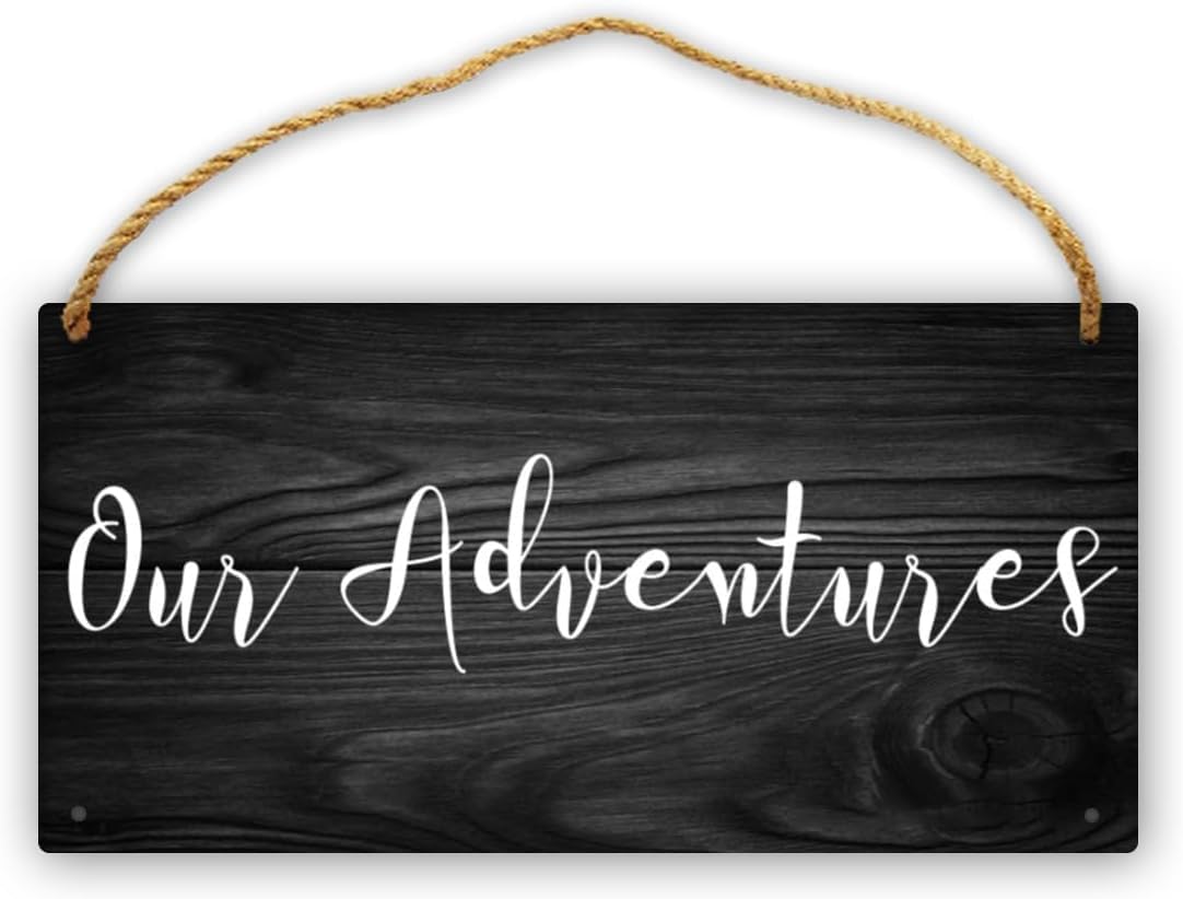 Pibonto Women's Wall Art 5X10 Inches Our Adventures Welcome Sign - Farmhouse Porch Decor