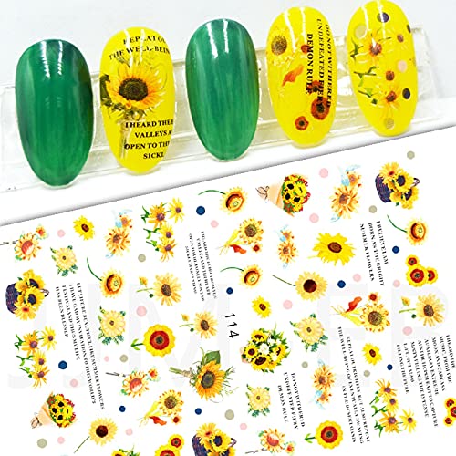 zhushuGG Nagelsticker Sunflower, Selbstklebend Kunst Aufkleber Tattoo Blumen Nail Art Sticker Wassertransfer DIY…