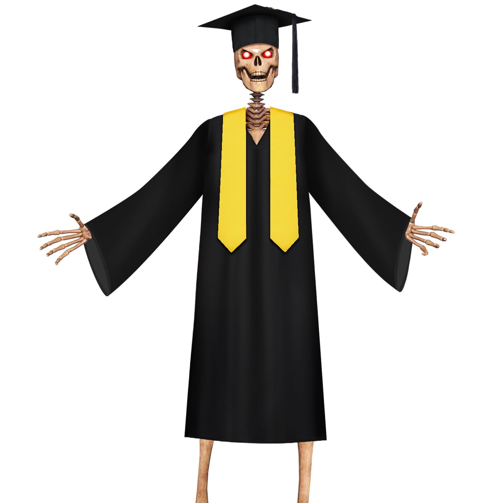 Photo 1 of Cozypower 3 Pcs 12 ft Skeleton Outfits Graduation Gown Cap and Stole Skeleton Accessories Set Giant Sized Clothing for Graduation Outdoor 12 ft Skull Decor