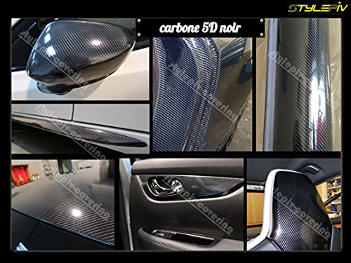Film autocollant fibre de carbone brillant pour covering voiture et moto en rouleau 152x100 cm