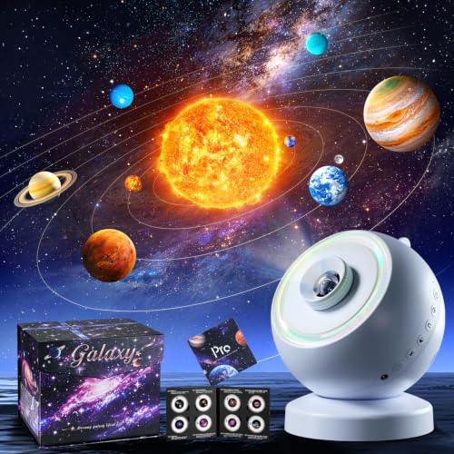 FELITE Sternenhimmel Projektor 16 Wechselbare Discs Galaxy Projector | Geschenke Nachttischlampe Nachtlicht White Noise Machine mit 29 Klängen & Bluetooth Lautsprecher, Zimmer Deko Schlafzimmer