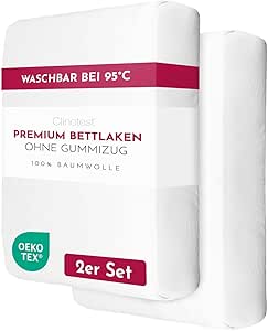 Clinotest 305 x 305 cm, bedlaken zonder elastiek, premium plat laken