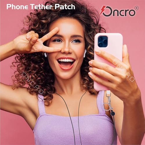 Image of Black White Blue Smiley Pack of 2 pc Phone Tether Tab pad Universal Lanyard Patch Without Adhesive Anti-Lost Attachment Hanging Metal Ring for Smartphone Mobile Wrist charm (White Patch)