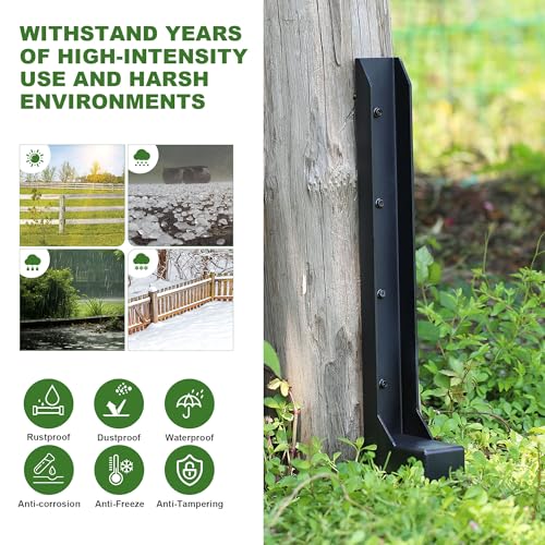 AOPEC Fence Post Repair Kit, Heavy Duty One-Piece Steel Anchor & Stakes for Repair Broken Tilted Leaning Wood Posts, Rust-Proof Easy Installation, Upgraded 11-Gauge Thickness (4 Pack) by AOPEC - Image 5