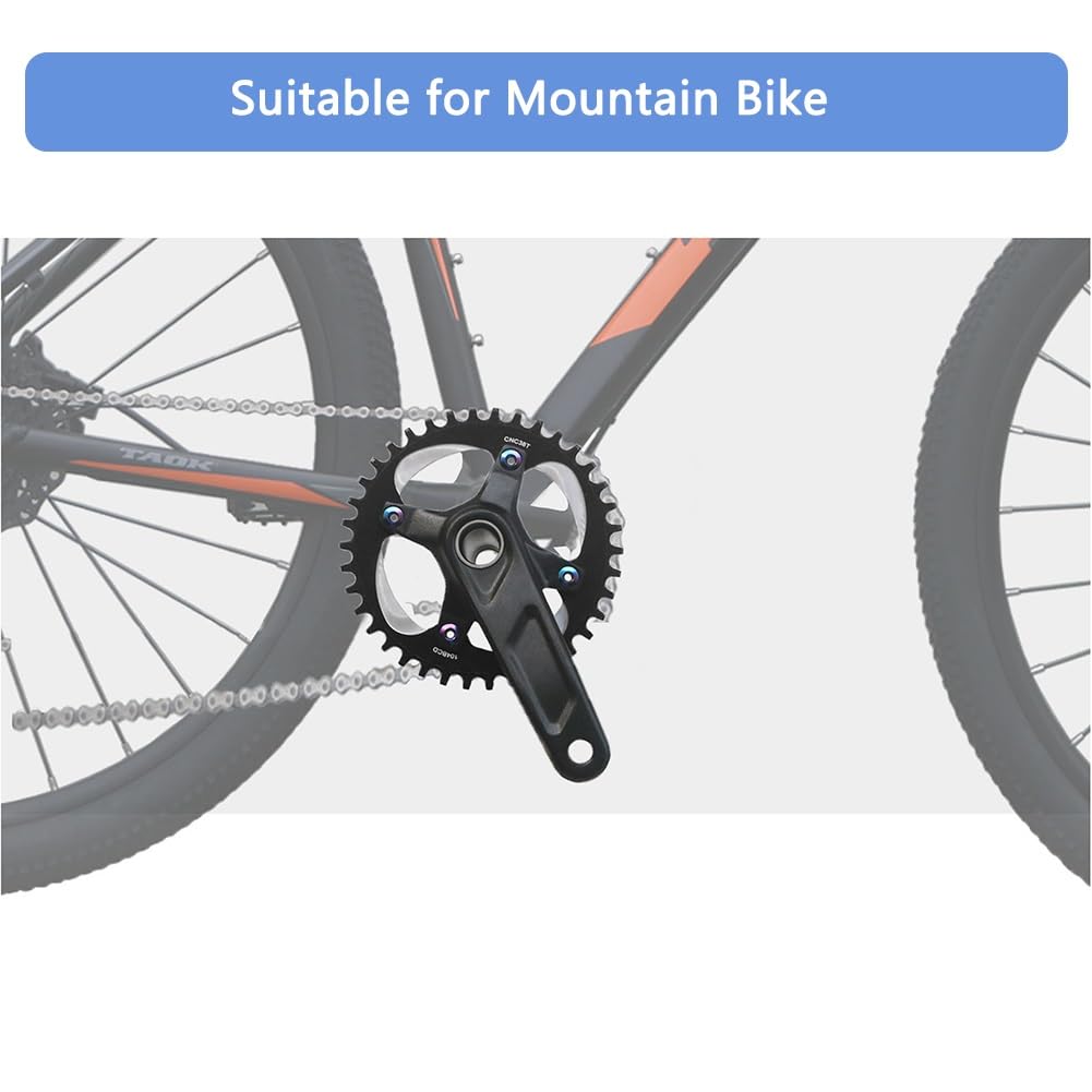 Guarnitura per mountain bike a velocità singola, 127 mm, BCD 104, con corona rotonda da 32T, 34T, 36T, 38T, 40T, braccio integrato cavo, movimento centrale BSA per bici da 9-12 pollici, lega di allum