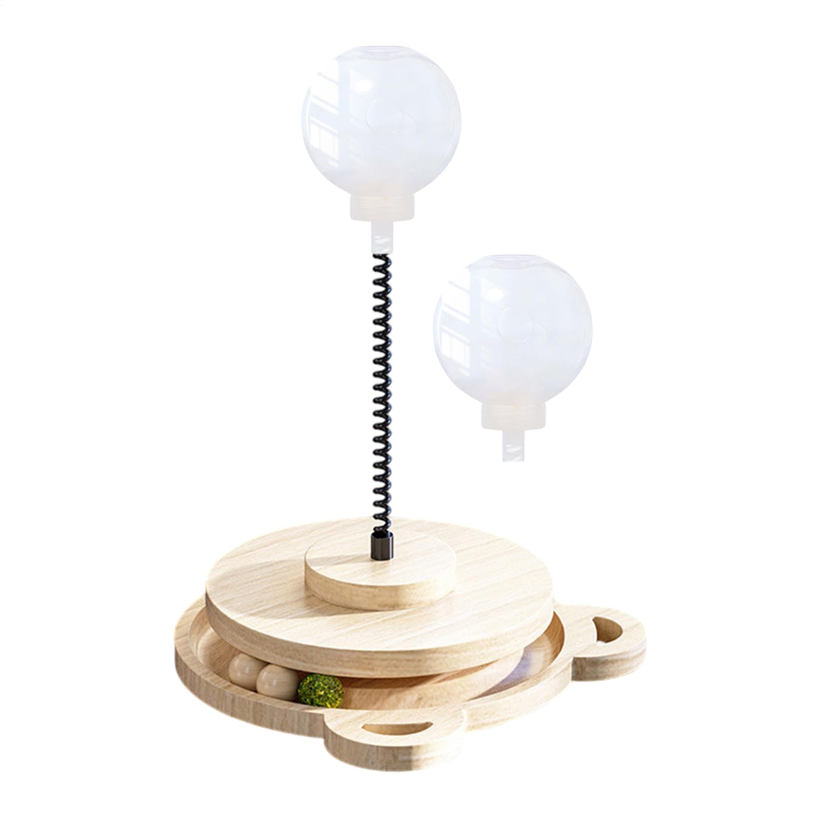 Distributeur de friandises chien et chat avec plateau tournant en bois pour jeu domestique