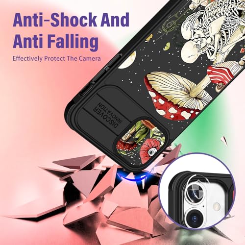 Image of Funermei for iPhone 16 Case - Women Girls Cute Phone Cover Girly Pretty Aesthetic Mushroom Skeleton Unique Design with Camera Cover Funda for Apple for iPhone 16