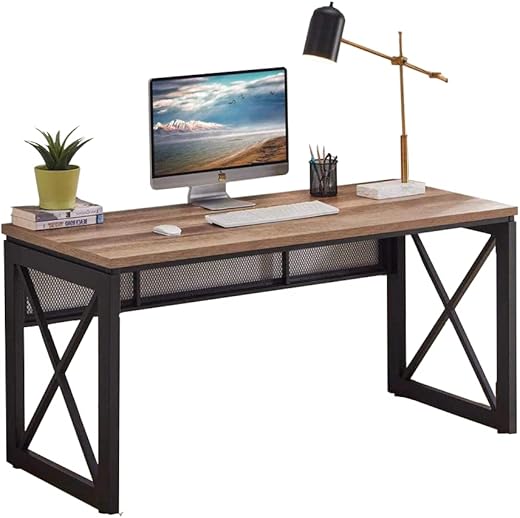 TEKAVO- Home Office Computer table desk with Shelves | Engineered Wood Finish office desk Table | Work from Home study table Laptop table for Adults Rustic Brown (120x60x76 cm)