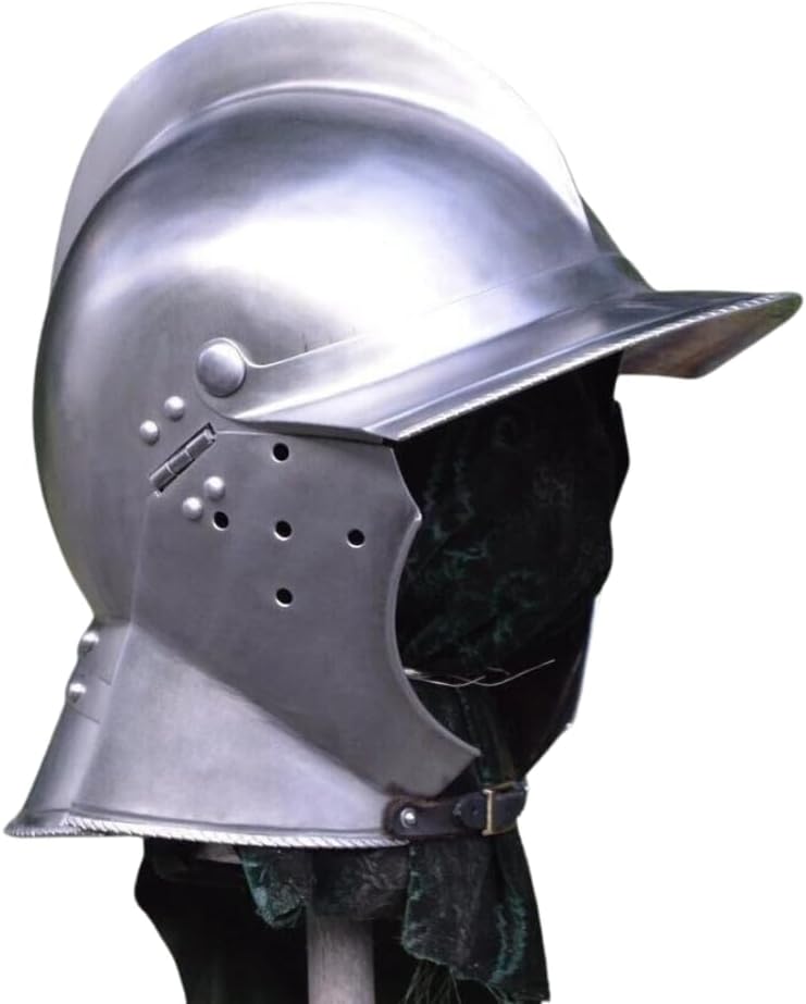 Medieval German Burgonet Helmet, 18GA Steel, Barbuta Style, Ancient Armor Costume Accessory